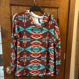 Crazy Train Multicolor Tribal Print Hoodie